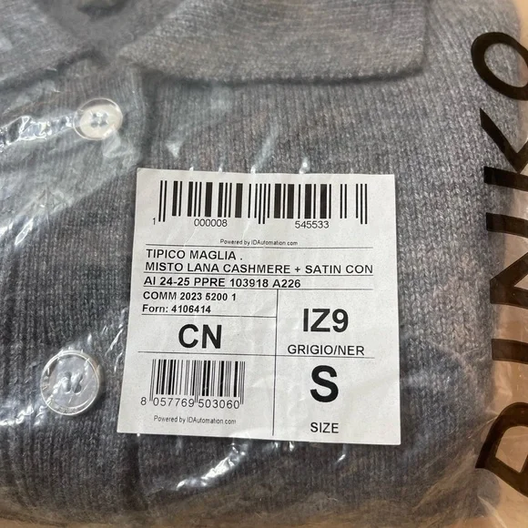 Pinko women's cashmere and wool blend cardigan +satin size small